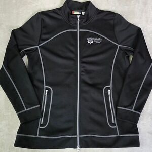 Clique Womens Full Zip Athletic Jacket Black Performance Golf Tennis Sz XL